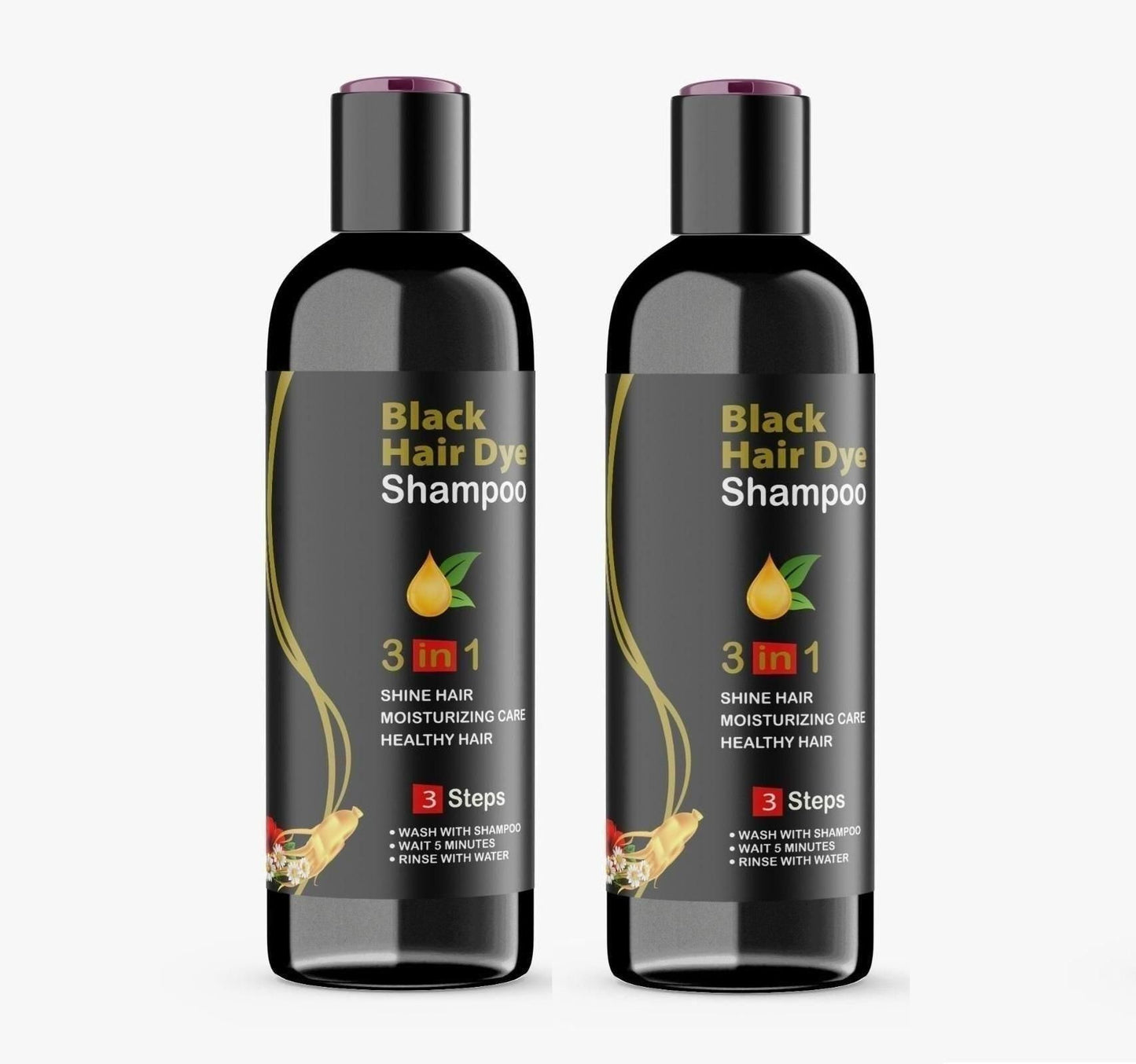 Black Hair Shampoo 3 in 1 (Pack of 2)