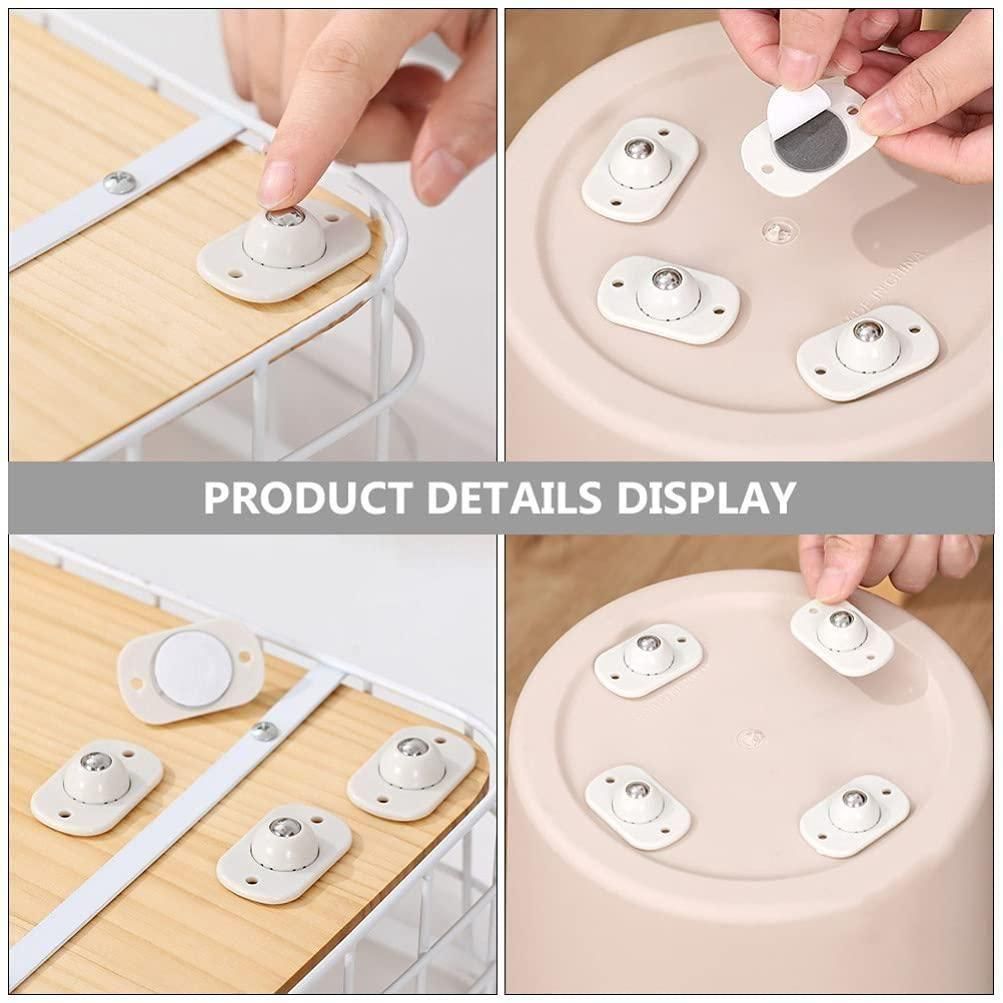 Adhesive Wheel-Mini Casters 360 Degree Rotation (Pack of 4)