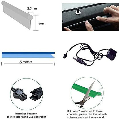 Car Interior Light ( Ice Blue )5M Neon Lights