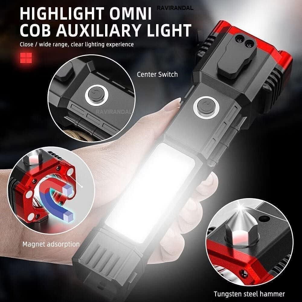 8 in 1 Portable Rechargeable Torch LED Flashlight (D)